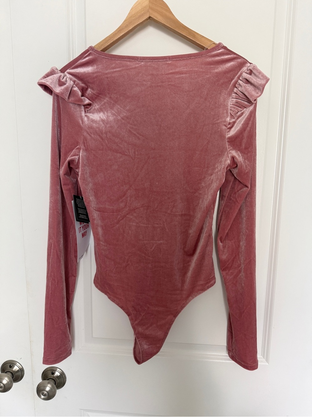 Celebrity Pink Blush Velvet Long-Sleeve Bodysuit - Picture 3 of 4